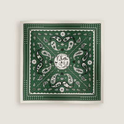 HERMES インディゴ 馬デザイン バンダナ 40x40cm org.jpg